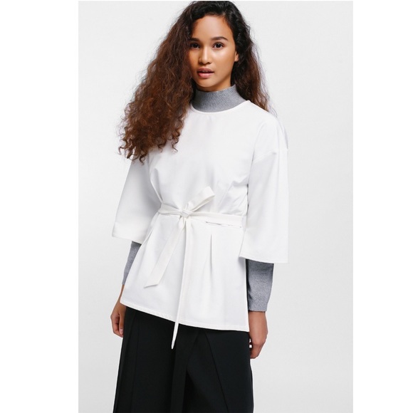 Love Bonito White Exley Flutter Sleeve Sash Top - Picture 2 of 6